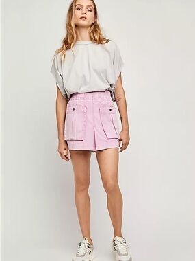 NWT Free People Valley Girl Pink Cargo Utility Mini Skirt Size 8